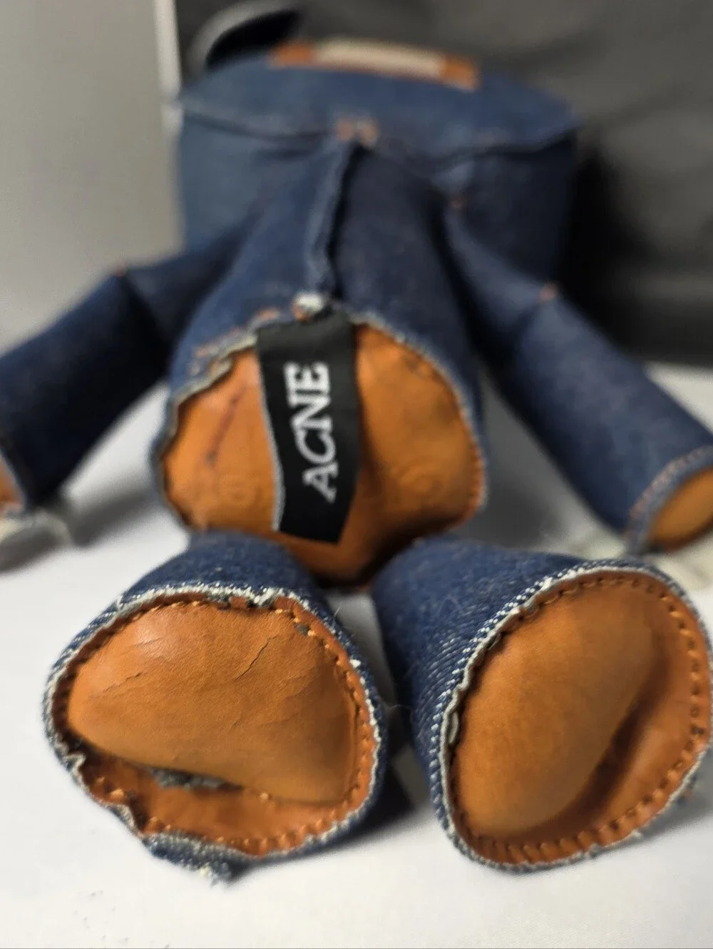 Chester Denim Bear Plush with Leather Accents